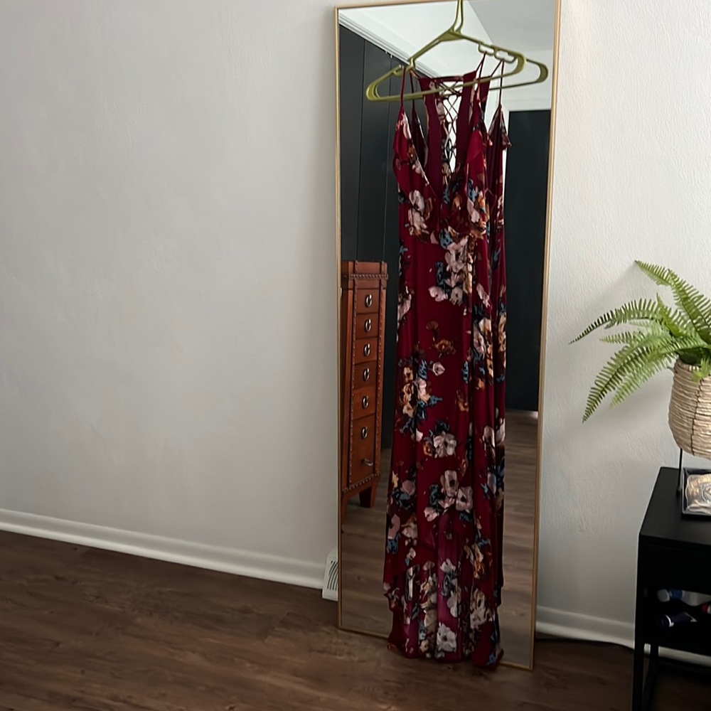 Red Multicolor Flower Float Dress - image 2